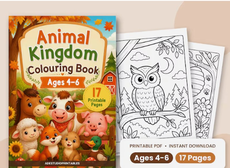 Animal kingdom colouring book, ages 4 to 6