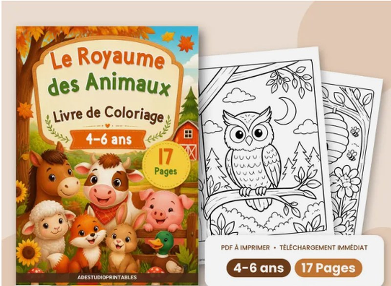 Le royaume des animaux, livre de coloriage 4 à 6 ans