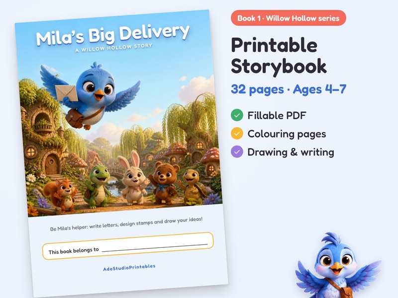 Mila’s Big Delivery, printable storybook for ages 4 to 7