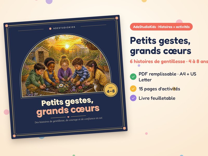 Petits gestes, grands cœurs, livre sur la gentillesse, 4 à 8 ans